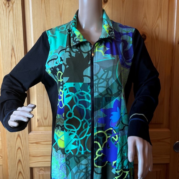 Art Simply by Dolcezza Zip Front Art to Wear Dress Size L Abstract Print - Picture 2 of 16